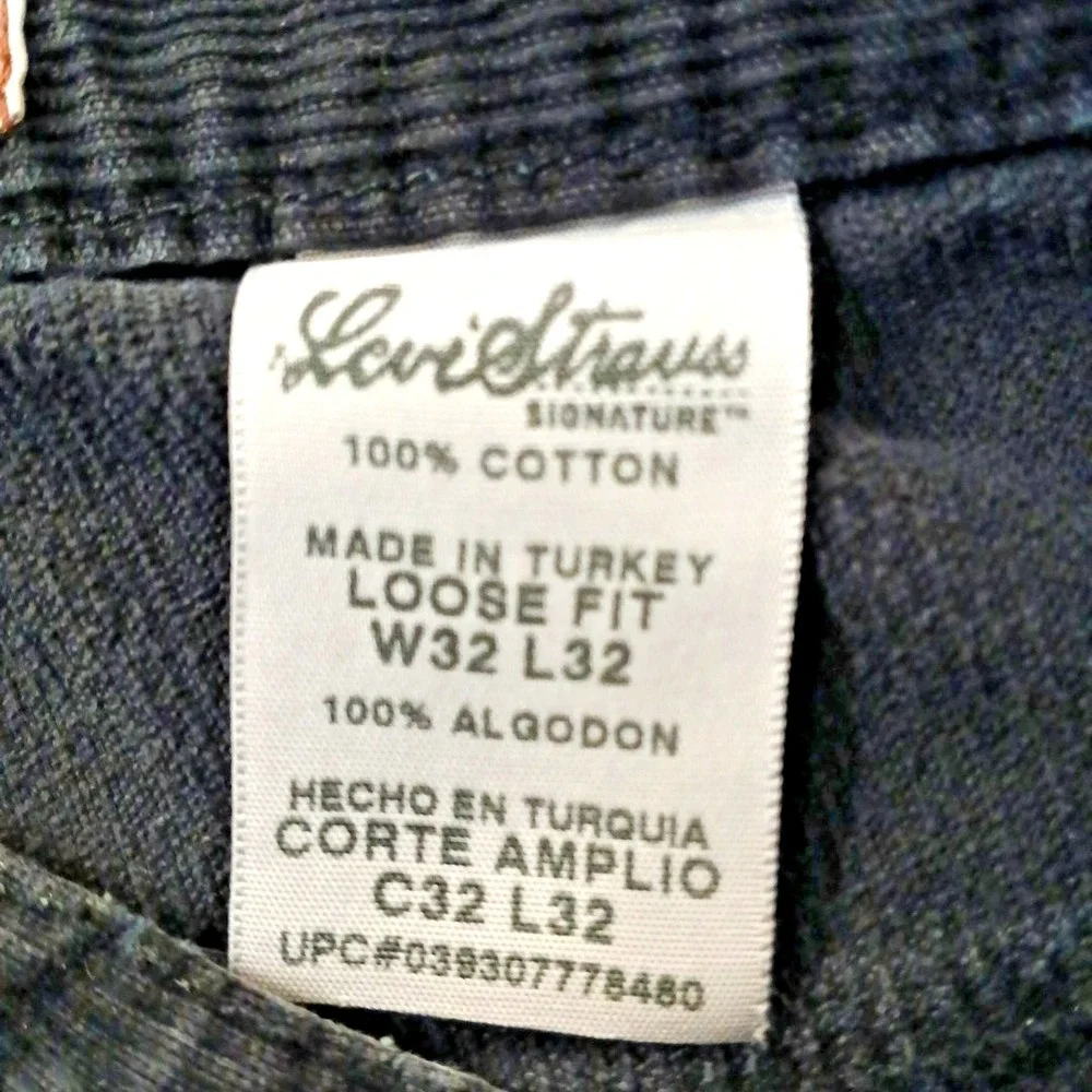 Levis 569 Corduroy‎ Low Loose Fit Jeans Mens 32X25 Black - Picture 3 of 8